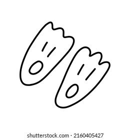 Flippers doodle illustration. Black outline. Vector