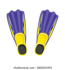 Flippers. Fins for scuba diving. Rubber fins for diving. The beach element. Vector.