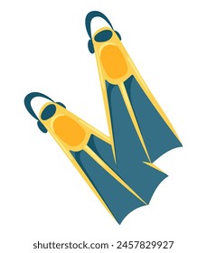 Flippers in flat design. Costume elements for swimming and snorkeling. Vector illustration isolated.