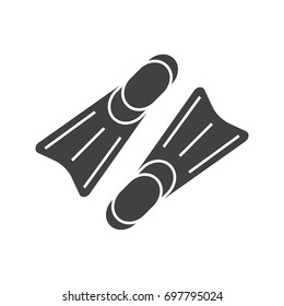 Flippers glyph icon. Silhouette symbol. Scuba diving fins. Negative space. Vector isolated illustration