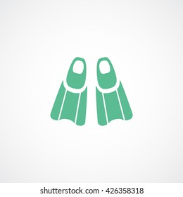 Flippers Green Flat Icon On White Background