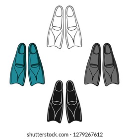 Flippers icon in cartoon style isolated on white background. Surfing symbol stock vector illustration.