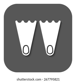 The flippers icon. Diving symbol. Flat Vector illustration. Button