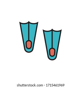 flippers icon filled outline vector illustration. isolated on white background