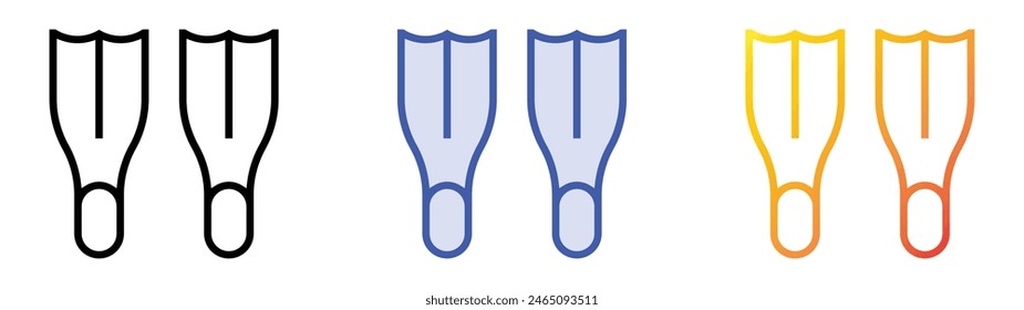 flippers icon. Linear, Blue Fill and Gradient Style Design Isolated On White Background