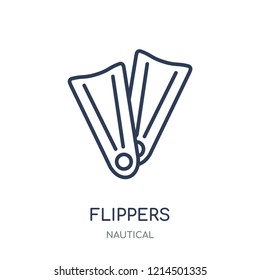 Flippers icon. Flippers linear symbol design from Nautical collection. Simple outline element vector illustration on white background.