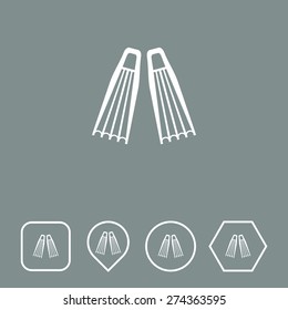 Flippers Icon on Flat UI Colors with Different Shapes. Eps-10.