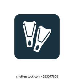 flippers icon Rounded squares button, on white background 