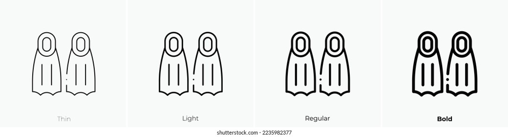 flippers icon. Thin, Light Regular And Bold style design isolated on white background