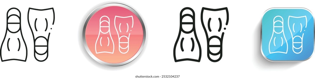 flippers icon. Thin Linear, Regular and Button Style Design Isolated On White Background