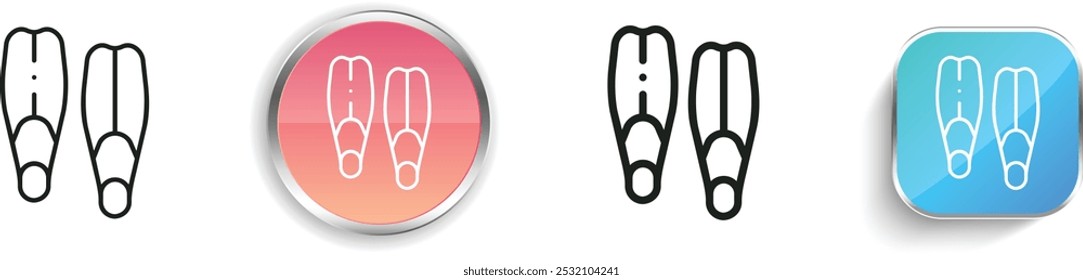 flippers icon. Thin Linear, Regular and Button Style Design Isolated On White Background