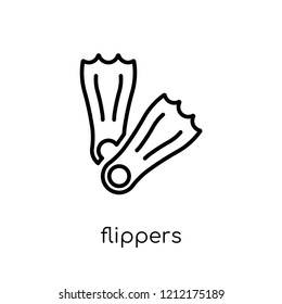 Flippers icon. Trendy modern flat linear vector Flippers icon on white background from thin line Nautical collection, editable outline stroke vector illustration