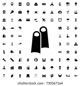 Flippers icon vector isolated on white background. set of filled tourism icons.