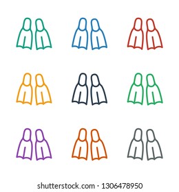 flippers icon white background. Editable outline flippers icon from summer. Trendy flippers icon for web and mobile.