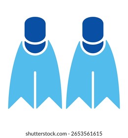 Flippers Icons In Blue Style, Vector Illustration