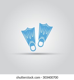 Flippers isolated vector blue icon