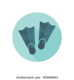 Flippers isolated vector round flat icon with long shadow on white background