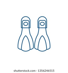 Flippers line icon concept. Flippers flat  vector symbol, sign, outline illustration.