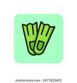 Flippers line icon. Foot fins, equipment, outfit. Water activity concept. Can be used for topics like scuba diving, snorkeling, summer vacation