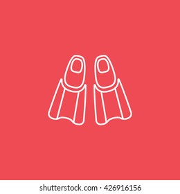 Flippers  Line Icon On Red Background