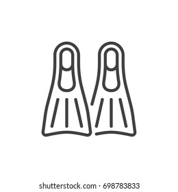 Flippers line icon, outline vector sign, linear style pictogram isolated on white. Symbol, logo illustration. Editable stroke. Pixel perfect vector graphics
