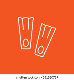Flippers line icon for web, mobile and infographics. Vector white icon isolated on red background.