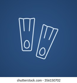 Flippers Line Symbol für Web-, Mobil- und Infografiken. Vektorhellblaue Symbol einzeln auf blauem Hintergrund.