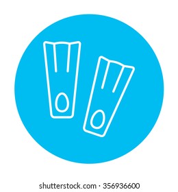 Flippers line icon for web, mobile and infographics. Vector white icon on the light blue circle isolated on white background.