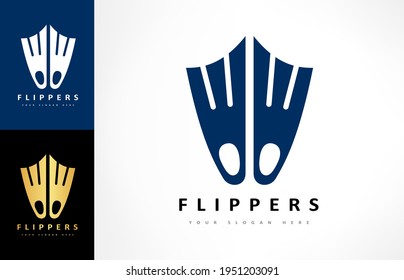 Flippers logo vector. Diving design.