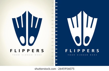 Vetor do logotipo das nadadeiras. Projeto de mergulho