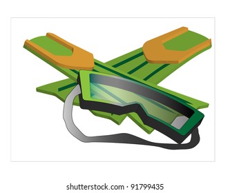 The flippers with a mask isolayed in white.