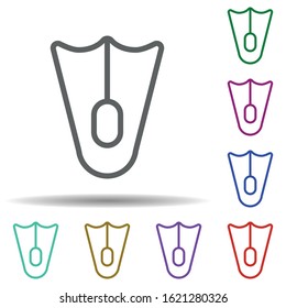 Flippers in multi color style icon. Simple thin line, outline vector of seaside icons for ui and ux, website or mobile application