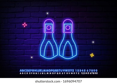 flippers neon icon. Elements of Camping set. Simple icon for websites, web design, mobile app, info graphics