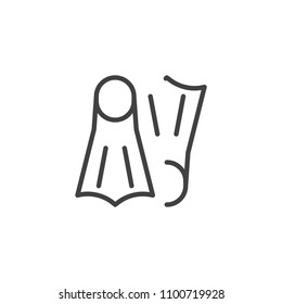 Flippers outline icon. linear style sign for mobile concept and web design. Diving Fins simple line vector icon. Symbol, logo illustration. Pixel perfect vector graphics