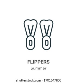 Flippers outline vector icon. Thin line black flippers icon, flat vector simple element illustration from editable summer concept isolated stroke on white background