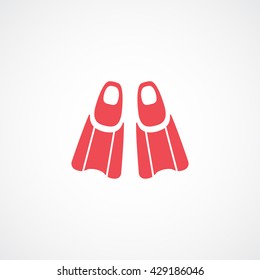 Flippers Red Icon On White Background