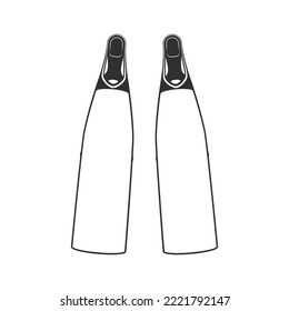 Flippers in simple style isolated on white background. Swim fins icon. Diving or snorkeling equipment. Vector EPS 10.