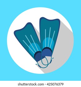 Flippers Snorkeling Diving Equipment Summer Flat Vector Illustration