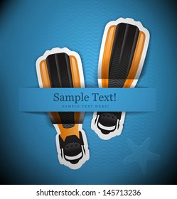 Flippers with a starfish. Styled by paper origami. Vector illustration