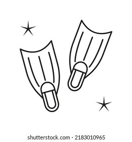 Flippers, swim concept line icon. Simple element illustration. Flippers, swim concept outline symbol design from summer set. Can be used for web and mobile on white background