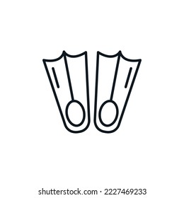 Flippers symbol icon, diving equipment. Summer holidays and sport concept. Can be used in social media, packaging, typographic and web design. Vector illustration isolated on white background.