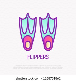 Flippers thin line icon. Modern vector illustration of diving equipment.