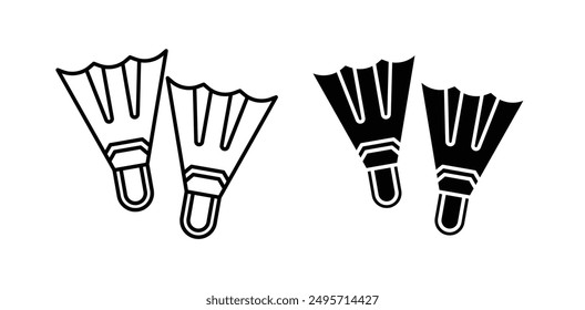 flippers vector vector icon set in black color.