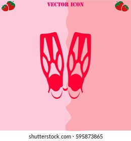 Flippers vector  icon. Strawberry Background.