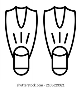 Flippers-Vektorgrafik-Outline-Symbol einzeln auf weißem Hintergrund
