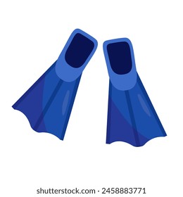 Flippers. Vector simple design. Water sport, summer activity, swimming on a beach. Snorkel, diving.