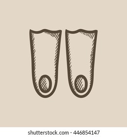Flippers vector sketch icon isolated on background. Hand drawn Flippers icon. Flippers sketch icon for infographic, website or app.