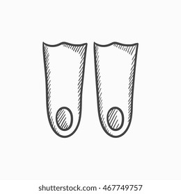 Flippern, Vektorgrafik Symbol einzeln auf Hintergrund. Handgezeichnete Flippers-Ikone. Flippers Sketch Symbol für Infografik, Website oder App.
