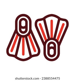 Flippers Vector Thick Line Two Color Icons For Personal And Commercial Use.
