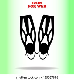 Flippers web icon. Black illustration on white background